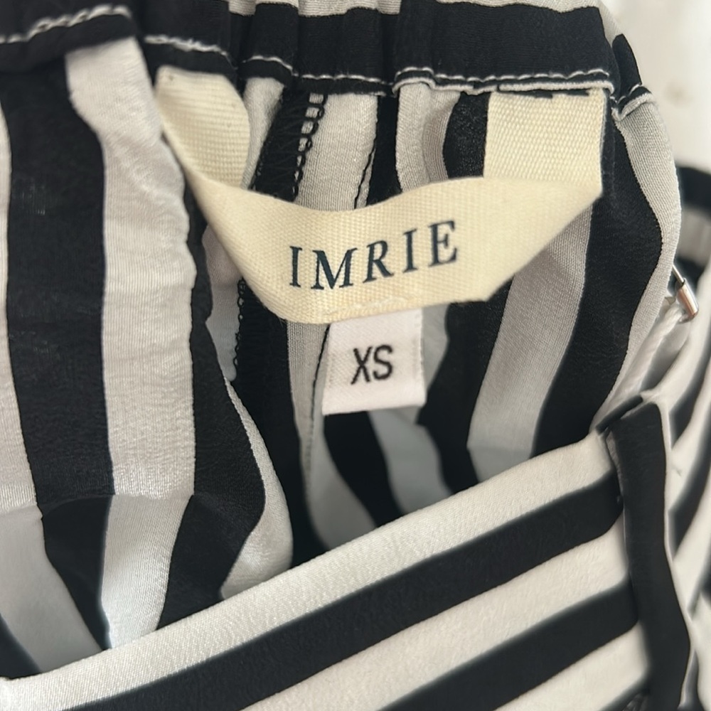 NWT IMRIE Black and White Striped Pants 100% Silk Size XS - Picture 9 of 10